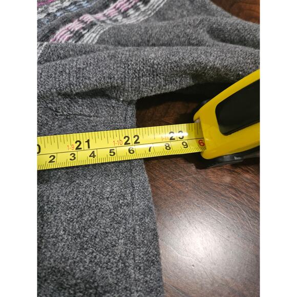 J Jill Fair Isle Stripes Raglan Sweater Women's Sz L Charcoal Gray Pullover - Picture 4 of 6